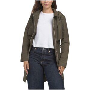 COLE HAAN Belted Travel Packable Hooded Raincoat